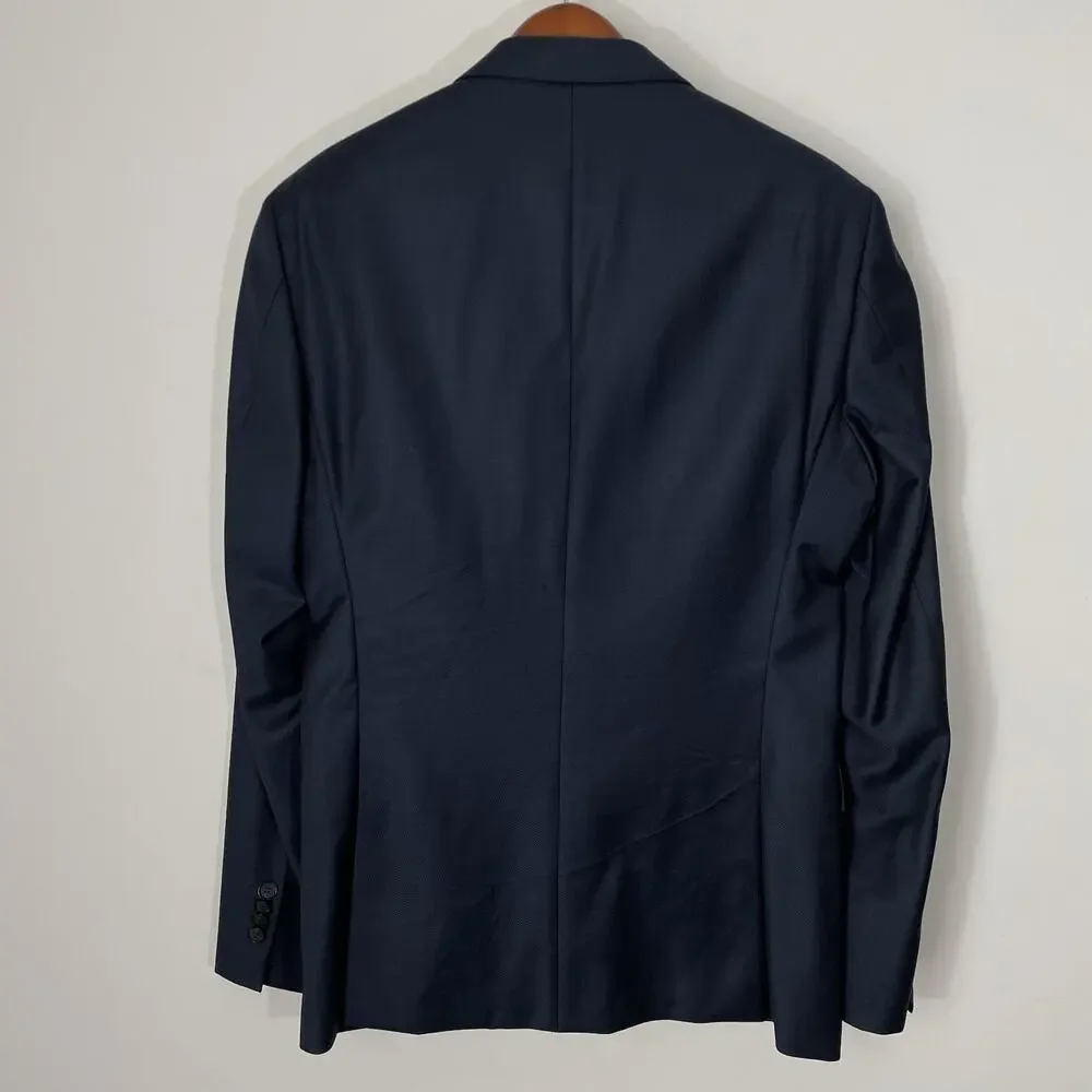 Hugo Boss The James4 Navy Blue Woven Hopsack Sport Coat Blazer 38R